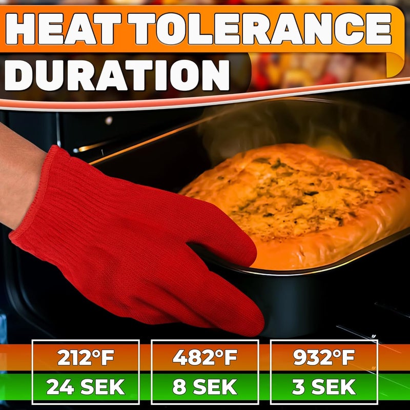 V TOWER Heat Resistant Gloves for Cooking & Grilling – Aramid Oven Gloves with Fingers, Lightweight BBQ Gloves with Cotton Lining, Non-Slip, 9.45"x3.94" Kitchen Mitts for Baking & Frying, Great Gift for Chefs - Image 5
